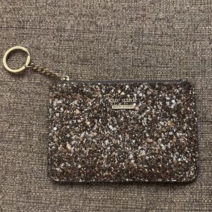 NWOT Kate Spade Sparkle Pouch with Gold and Silver